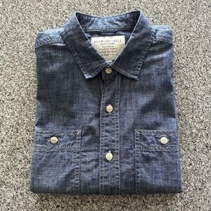 American Eagle Button Up Shirt Mens M Chambray Long Sleeve Denim Blue